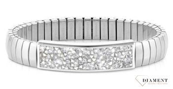 Bransoletka Nomination Italy z kolekcji Extension Glitter. Elastyczna bransoletka wykonana ze stali szlachetnej, zdobiona sypanymi, błyszczącymi srebrnymi kryształkami..jpg